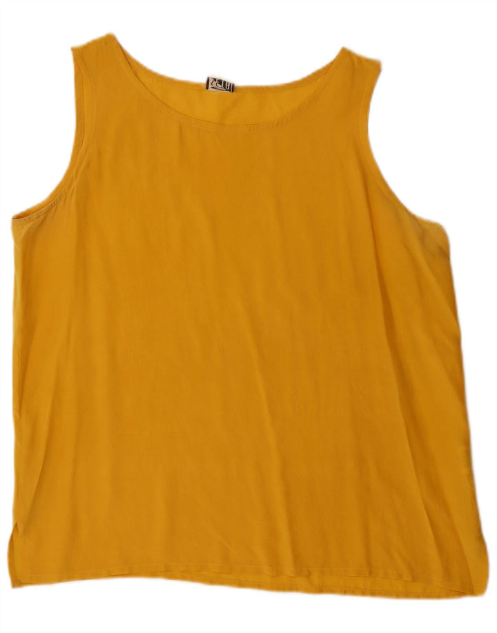 Blusa vintage sin mangas para mujer Top IT 48 XL Seda amarilla