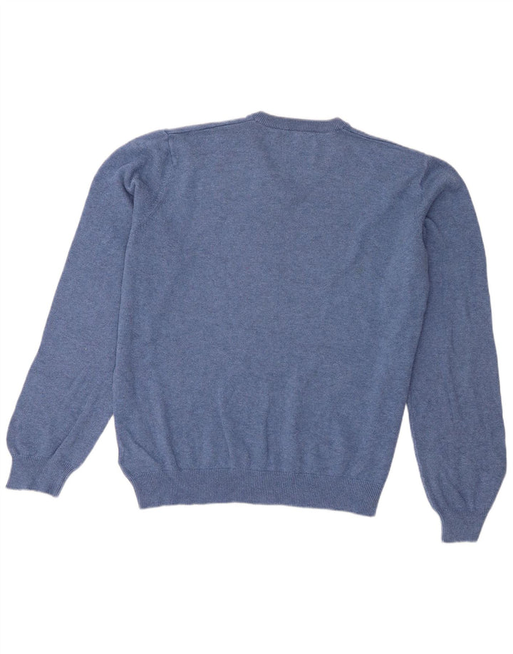 Marks & Spencer Jersey con cuello en V para hombre, talla grande, algodón azul