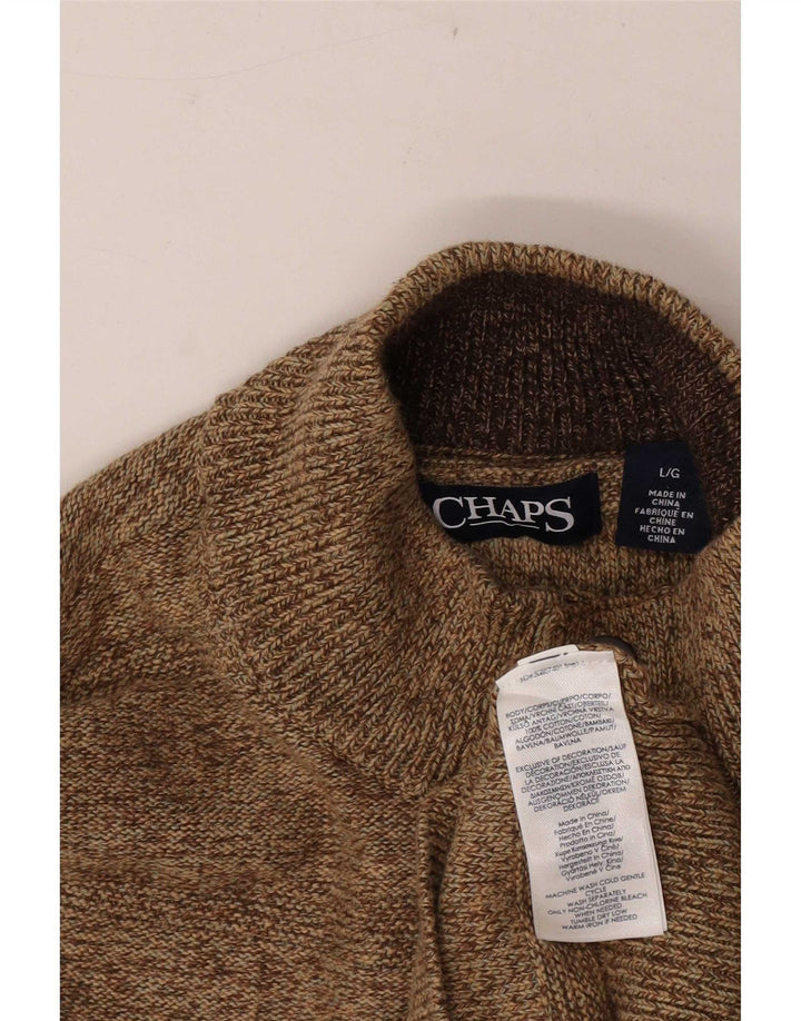 Chaps Suéter tipo jersey con cuello y botones para hombre, tamaño grande, algodón marrón