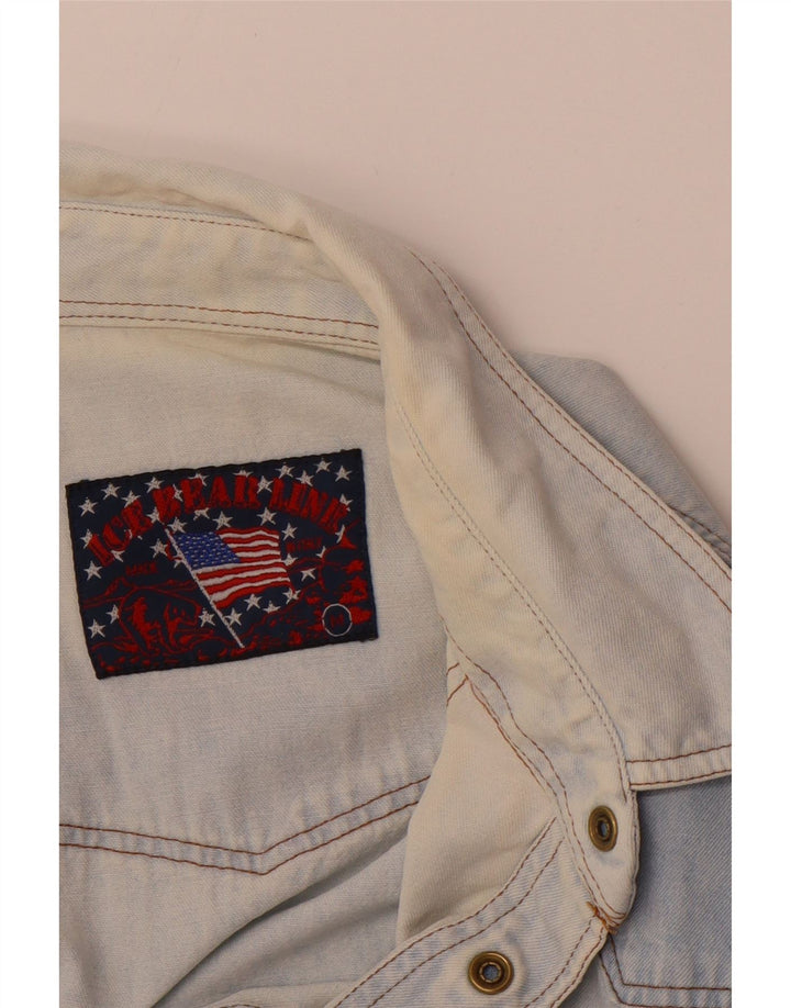 VINTAGE Camisa Vaquera Hombre Azul Medio