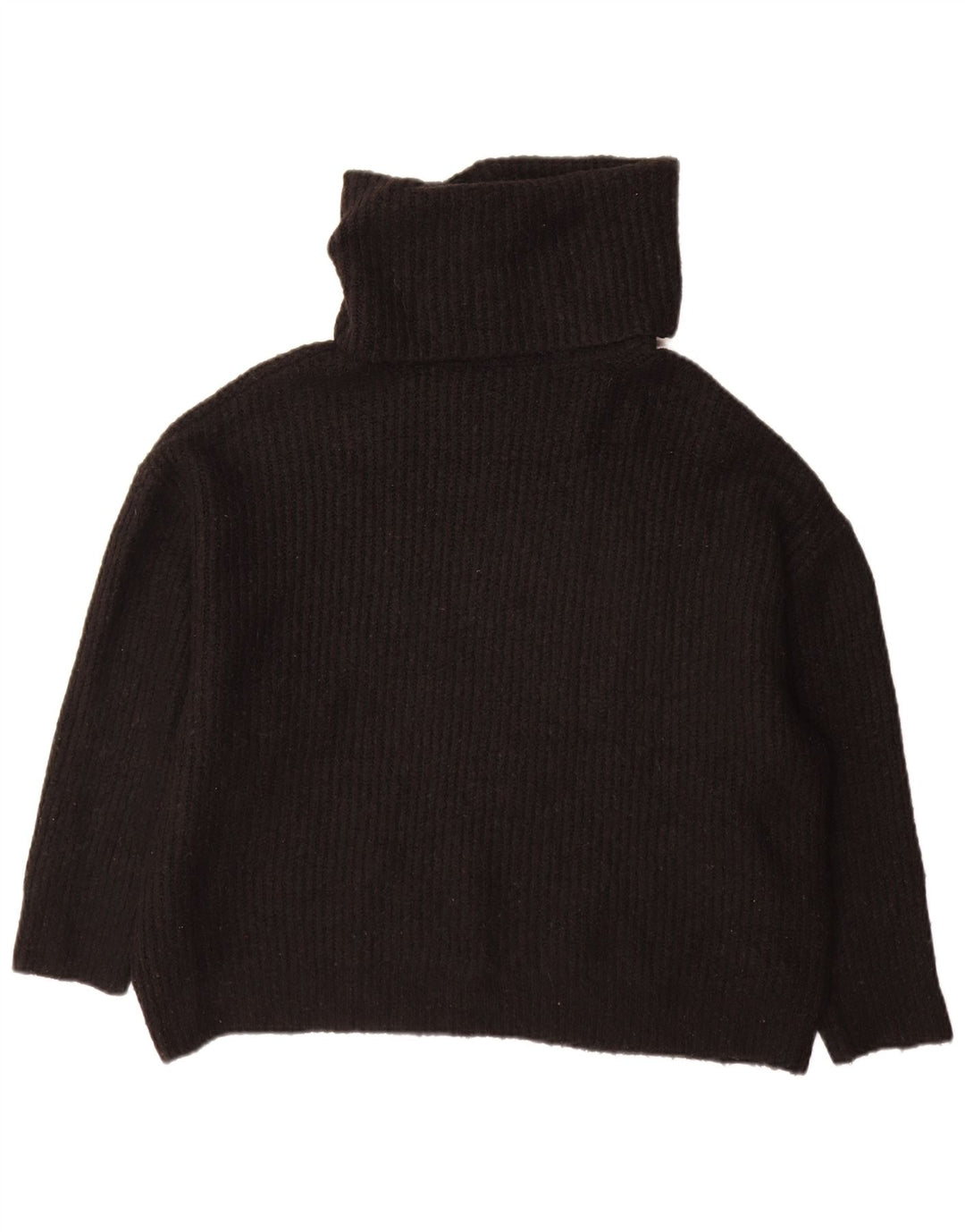 Zara Mujer Oversize Roll Neck Jumper Sweater UK 10 Small Negro Acrílico