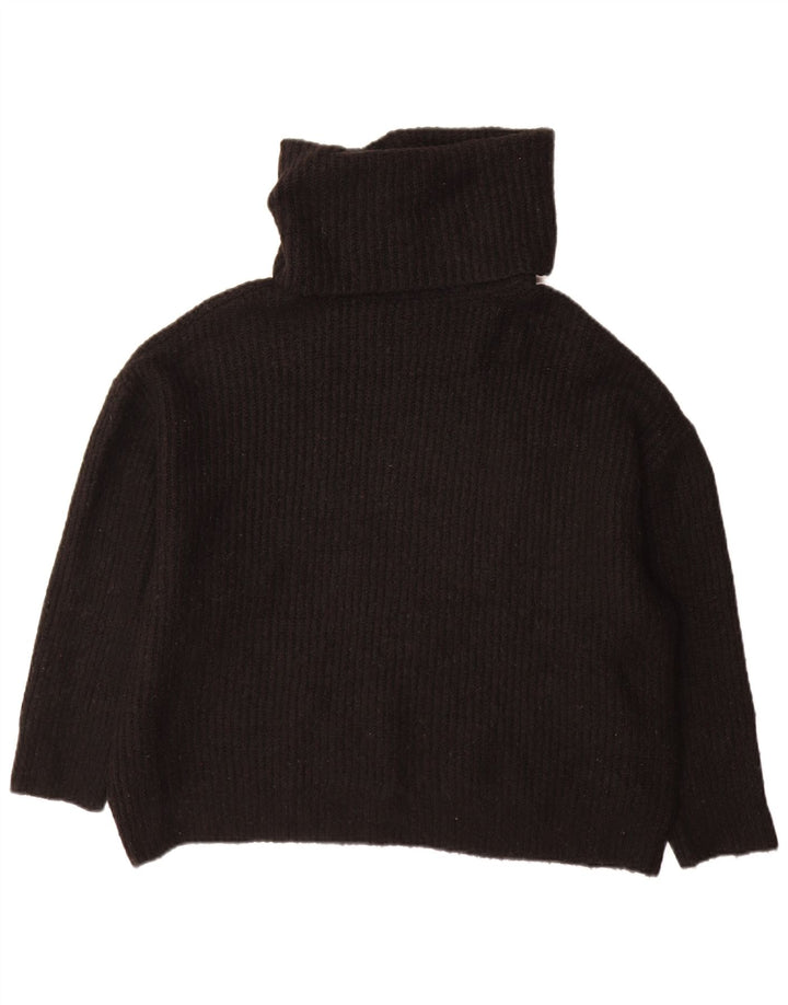 Zara Mujer Oversize Roll Neck Jumper Sweater UK 10 Small Negro Acrílico