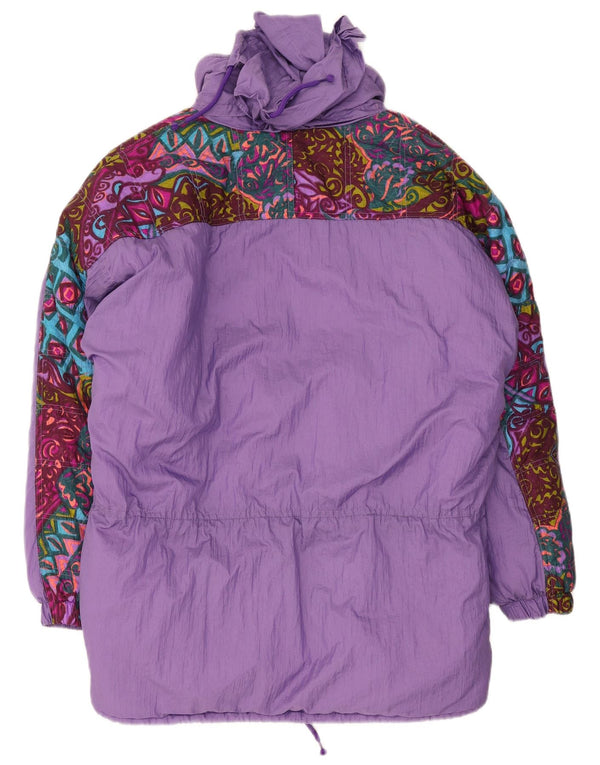 Brugi Chaqueta de esquí acolchada con capucha y ajuste holgado para mujer IT 46 Large Purple Paisley