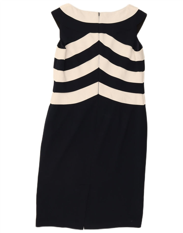 JACQUES VERT Womens Sleeveless Sheath Dress UK 12 Medium Navy Blue Striped