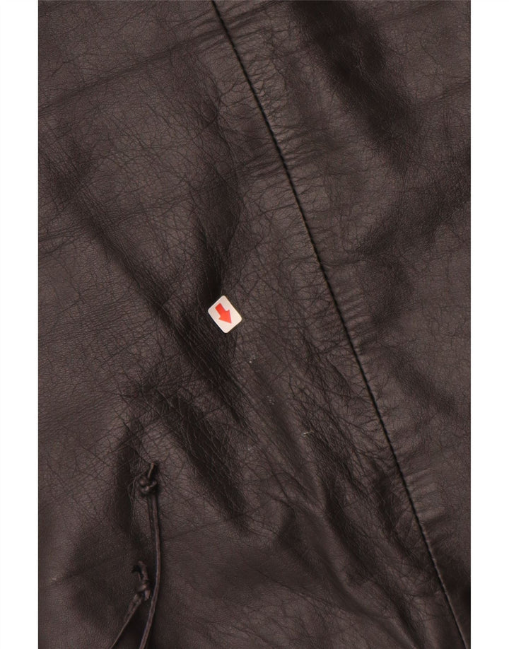 VINTAGE Falda de cuero para mujer EU 34 XS W24 Cuero negro