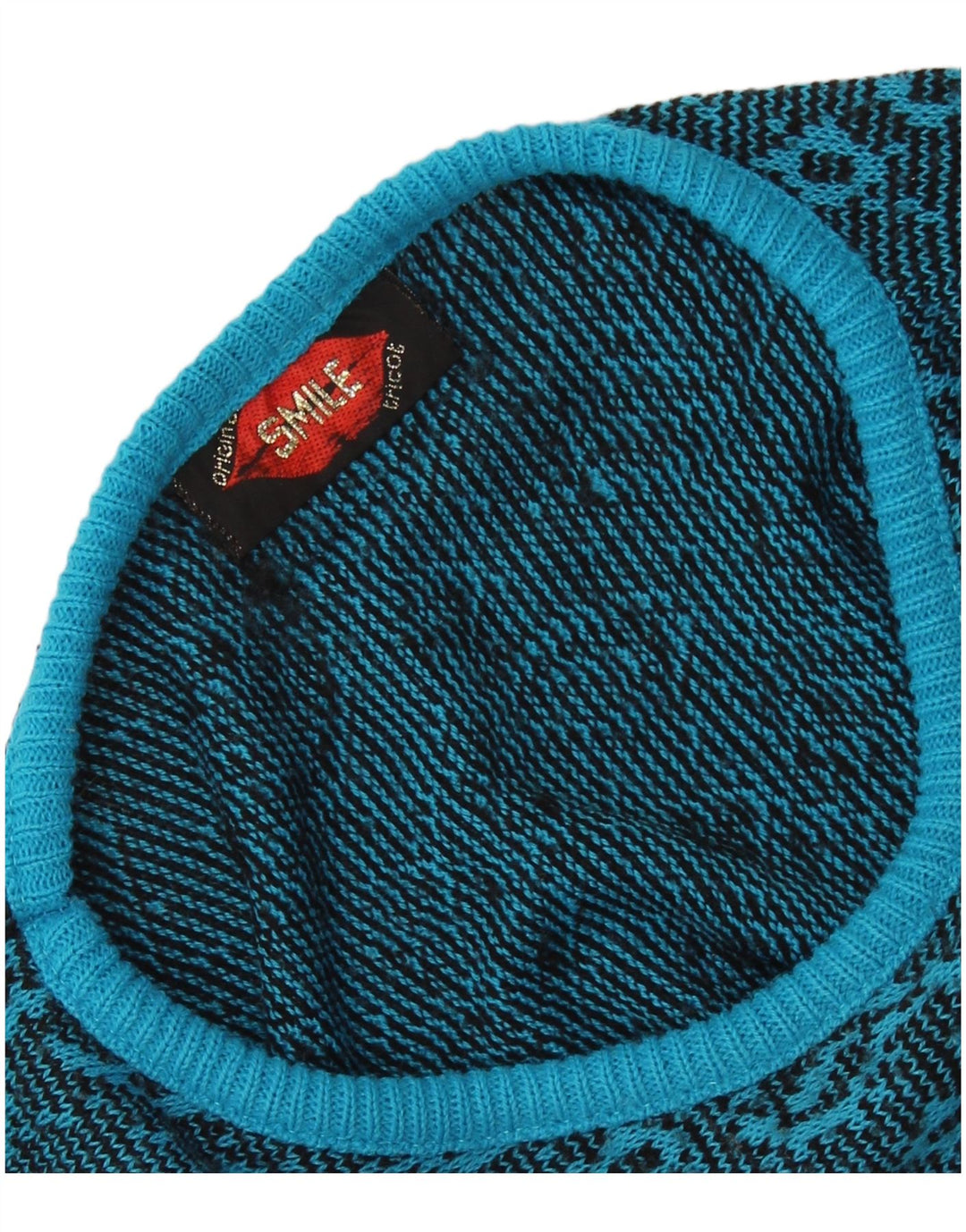 VINTAGE Mujer Barco Cuello Jersey Suéter Reino Unido 16 Grande Azul Paisley