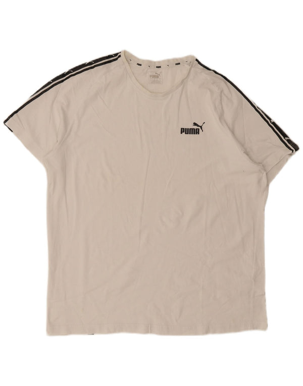 Puma Camiseta gráfica para hombre Top 2XL Algodón blanco con bloques de color