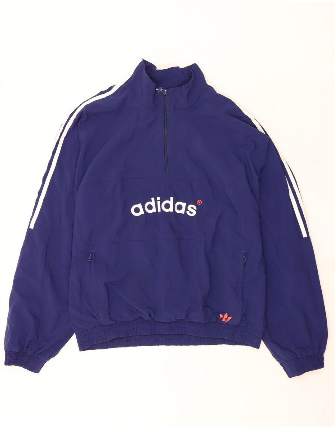 Adidas Hombre Suelto Ajuste Gráfico Cremallera Cuello Jersey Chándal Top Azul Medio
