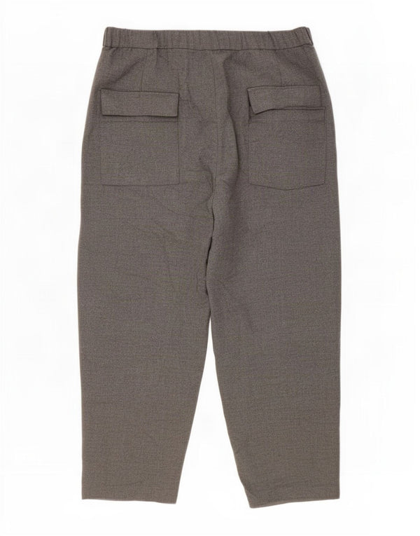Zara Mujer Pantalón Capri Cintura Alta XL W32 L22 Poliéster Gris