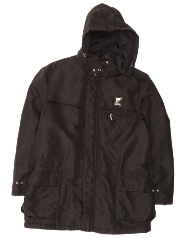 Piero Guidi Chaqueta cortavientos con capucha para hombre UK 38 Medium Black Nylon