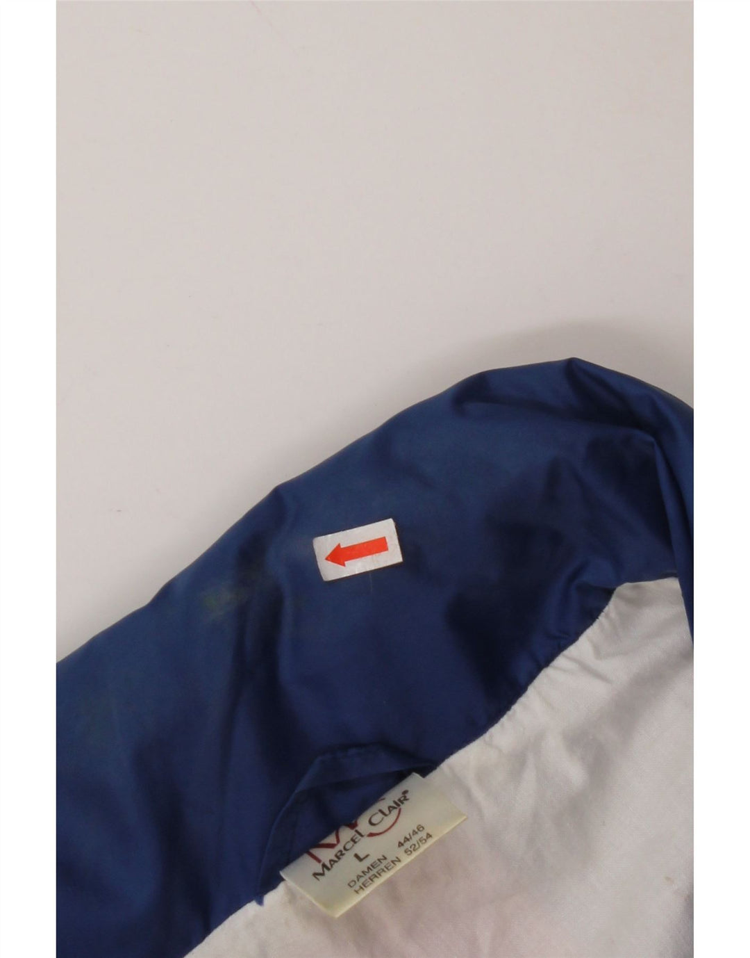 MARCEL CLAIR Chaqueta impermeable con capucha para hombre UK 40 Large Blue Colourblock