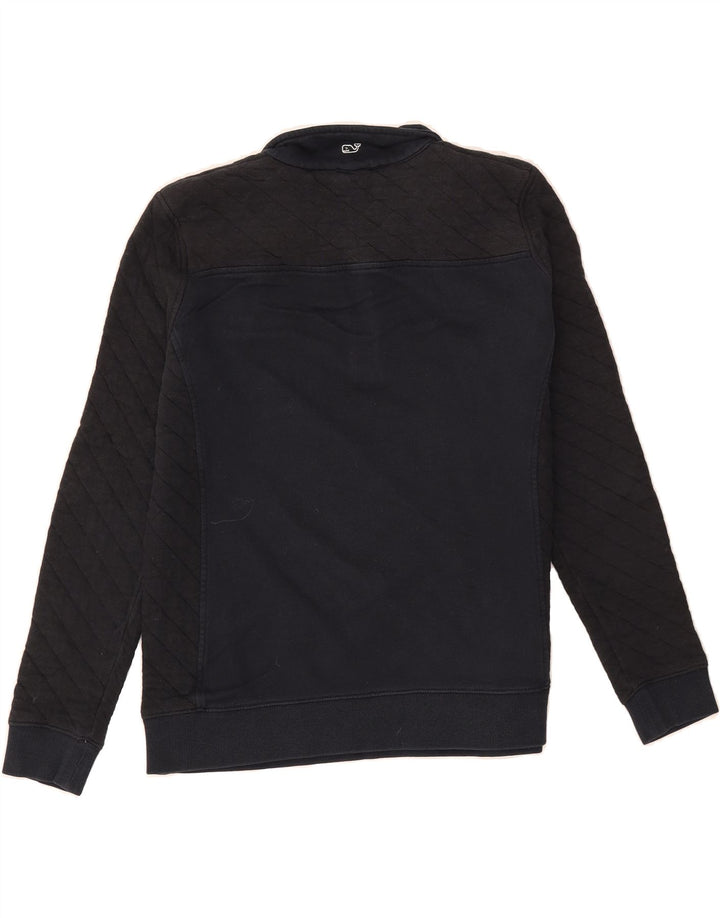 VINEYARD VINES Womens Zip Neck Sweatshirt Jumper UK 14 Medium Black Cotton Vintage Vineyard Vines and Second-Hand Vineyard Vines from Messina Hembry 