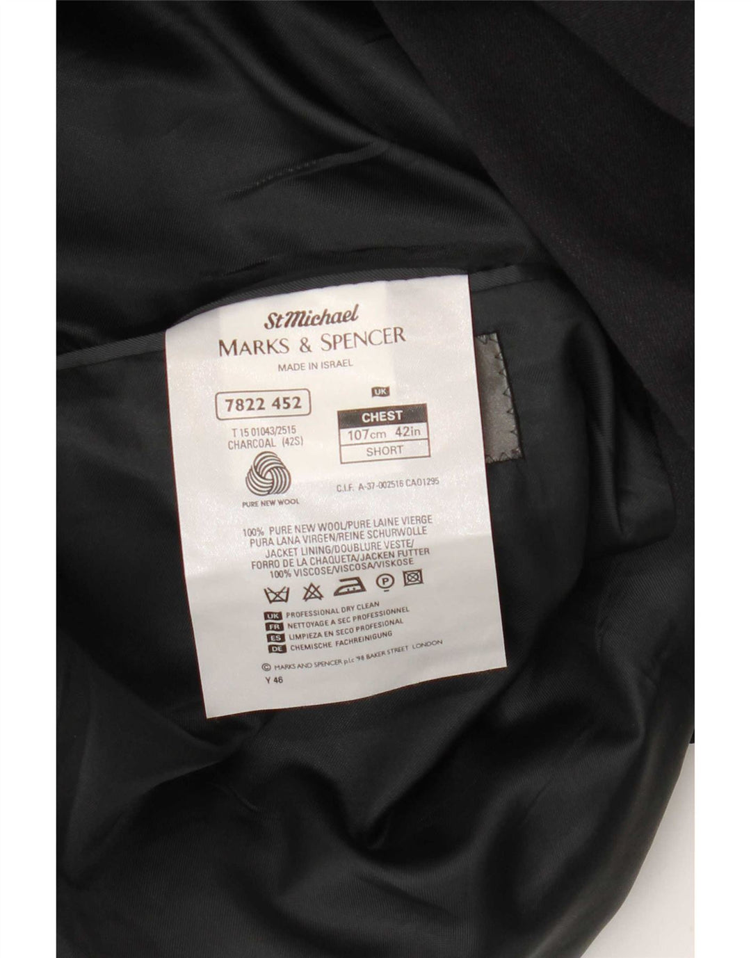 Marks & Spencer Chaqueta tipo blazer con doble botonadura para hombre UK 42 Large Grey