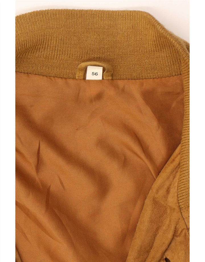 Vintage hombres ante bomber chaqueta IT 56 3XL cuero beige