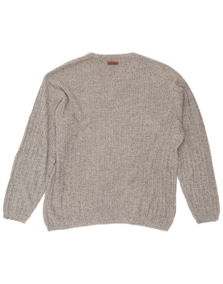 Marlboro Classics Jersey con cuello en V para hombre de algodón moteado gris medio