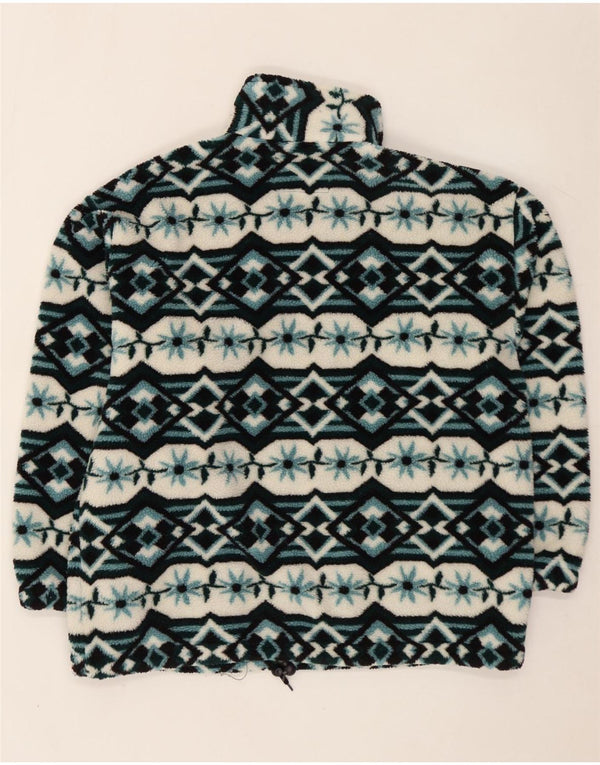 VINTAGE Chaqueta polar para hombre Reino Unido 40 Grande Azul Geométrico