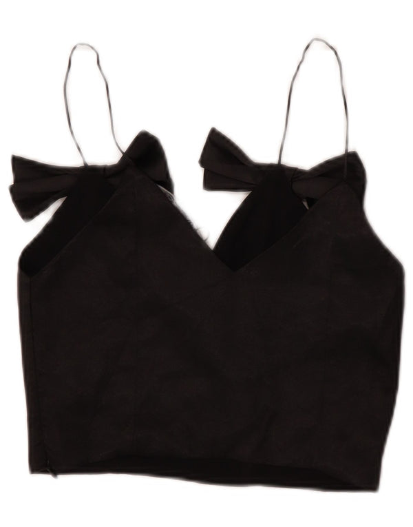 Zara Mujer Crop Cami Top UK 4 XS Poliéster Negro