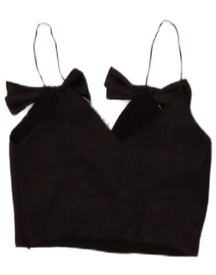 Zara Mujer Crop Cami Top UK 4 XS Poliéster Negro
