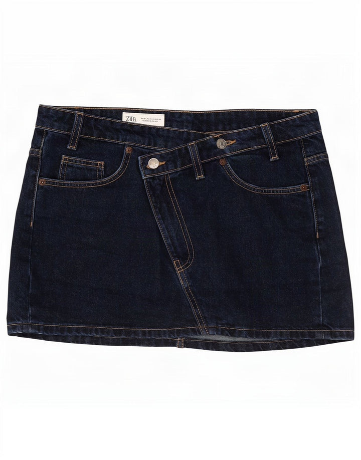 Zara Mujer Mini Falda Vaquera Mediana W28 Azul Marino Algodón