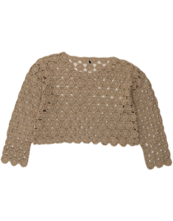 Evidence Blusa de crochet con manga 3/4 para mujer UK 44 Medium Beige