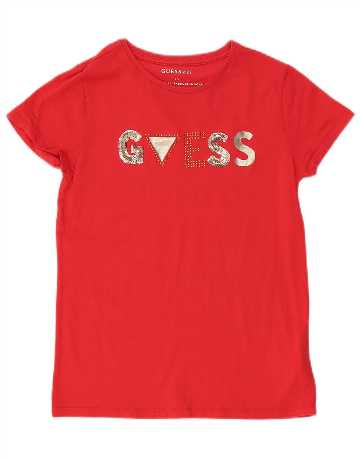 GUESS Camiseta gráfica para niña Top 15-16 años Rojo Algodón