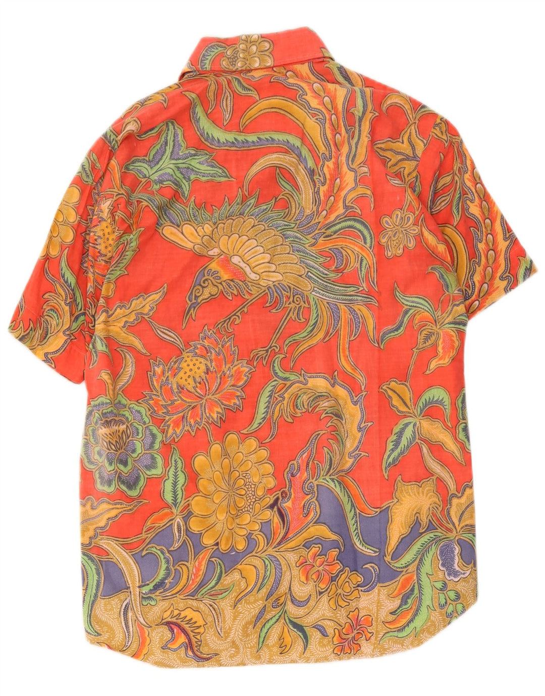Vintage hombres camisa de manga corta medio multicolor floral