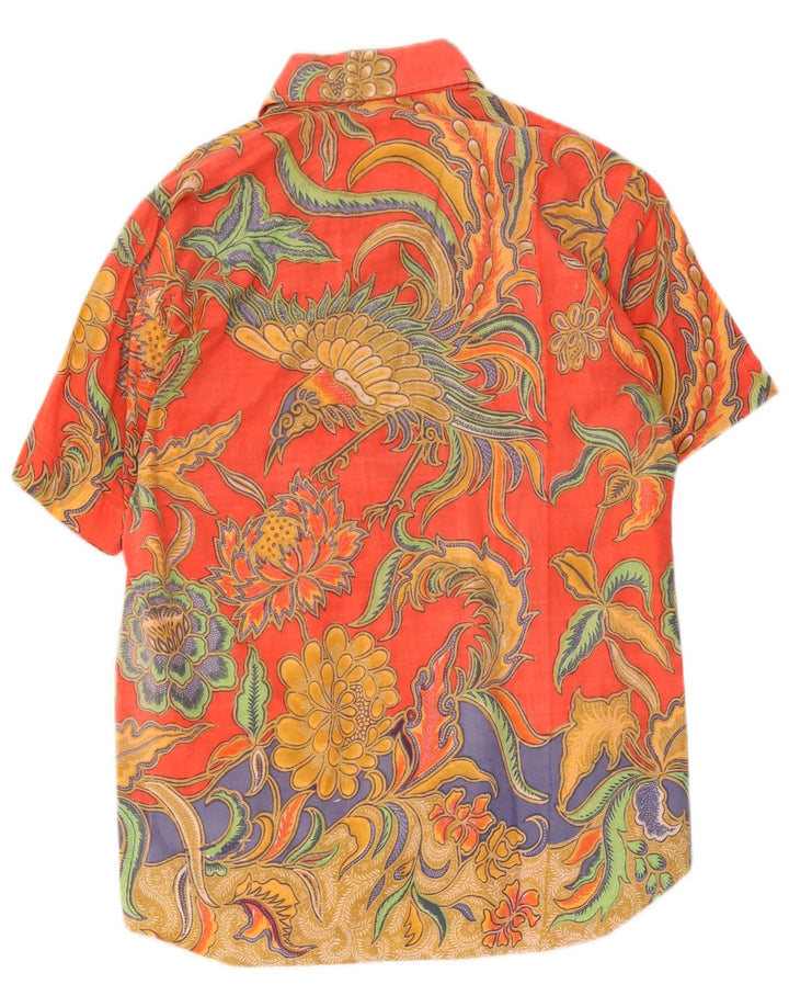 Vintage hombres camisa de manga corta medio multicolor floral
