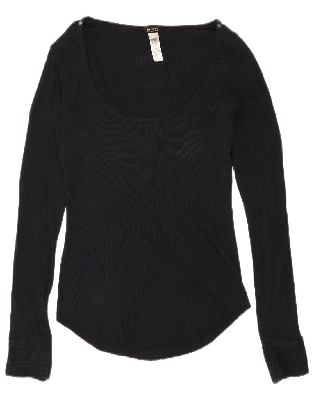 DIESEL Top gráfico para mujer de manga larga UK 8 Small Algodón negro