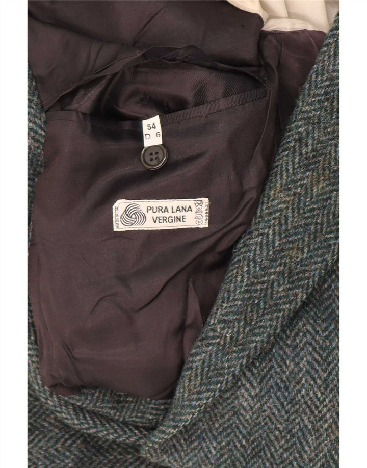 Harris Tweed Chaqueta tipo blazer de 2 botones para hombre IT 54 2XL Espiga verde