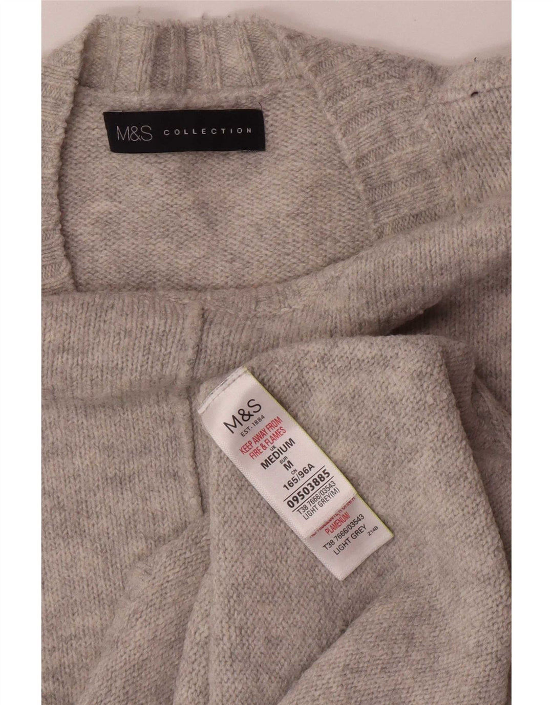 Marks & Spencer Suéter de cuello redondo para mujer UK 44 Acrílico gris medio