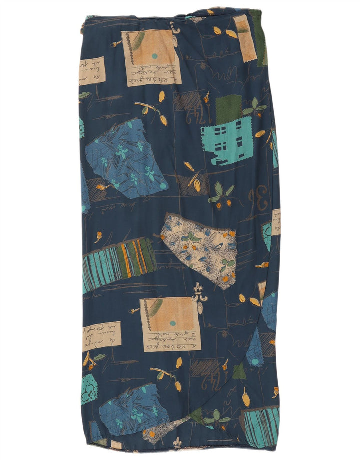 Vintage mujer abrigo falda W30 medio azul marino patchwork