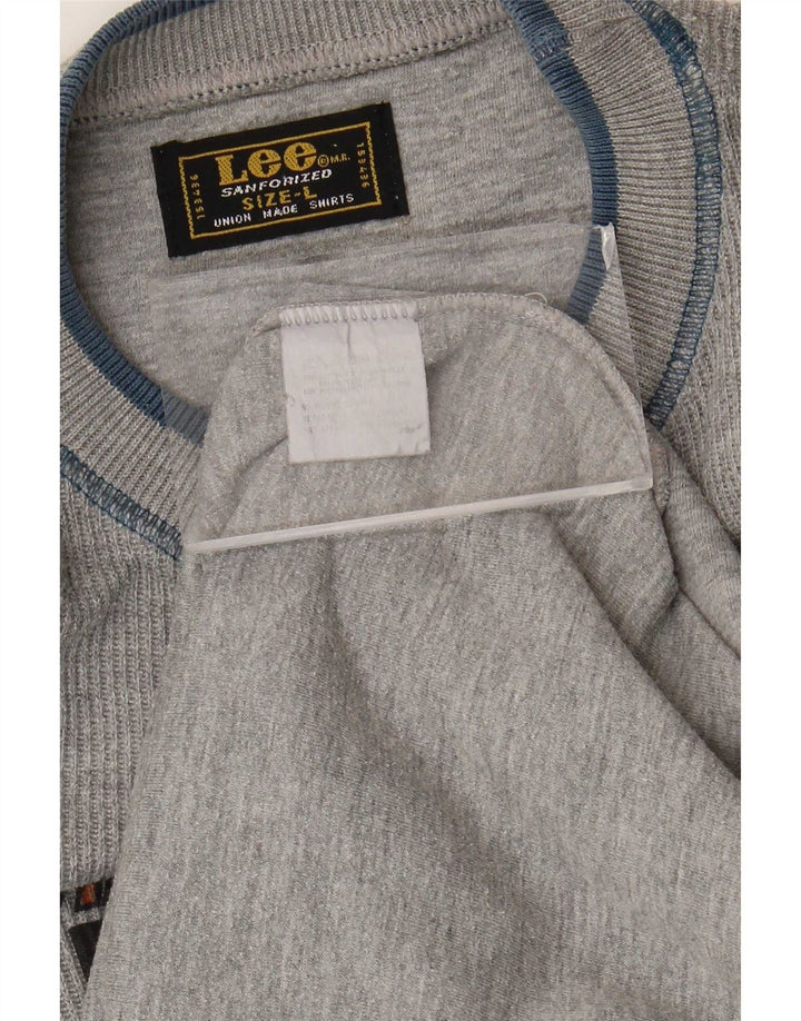 Lee Top gráfico de manga larga de algodón gris con diseño colour block grande para hombre