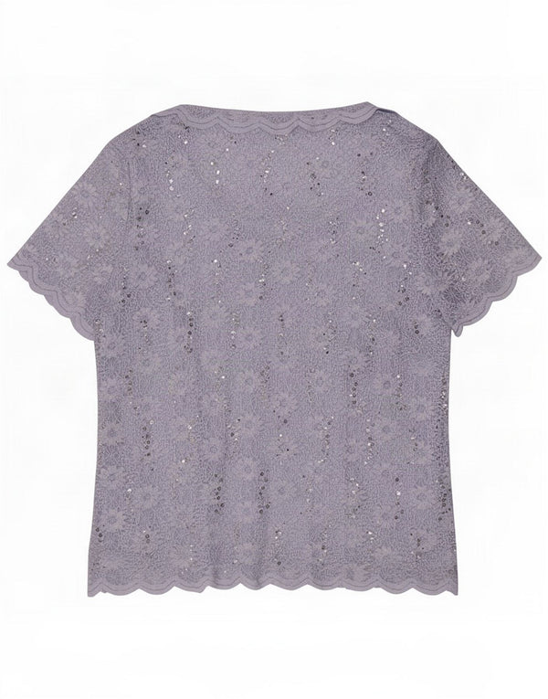 Jacques Vert Blusa de manga corta para mujer UK 20 2XL Poliamida floral azul