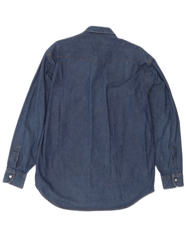 Camisa Vaquera Carrera Hombre Azul Medio Algodón