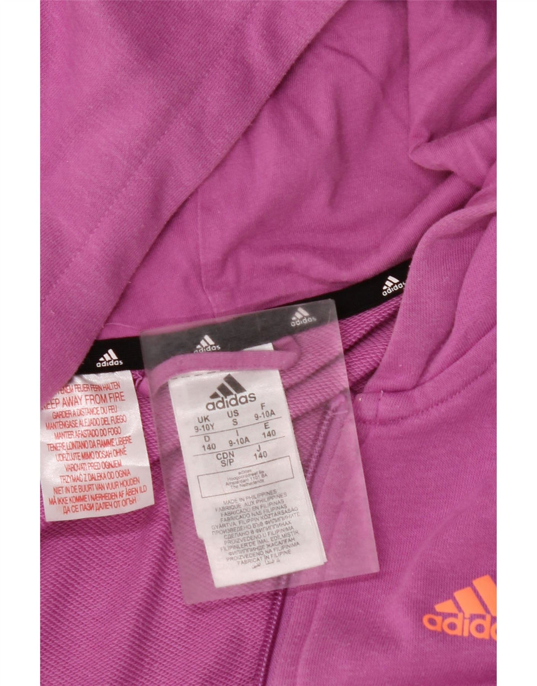 ADIDAS Sudadera con capucha y cremallera gráfica para niña 9-10 años Algodón morado