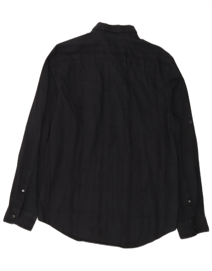 Calvin Klein Camisa de corte clásico para hombre Algodón azul marino mediano