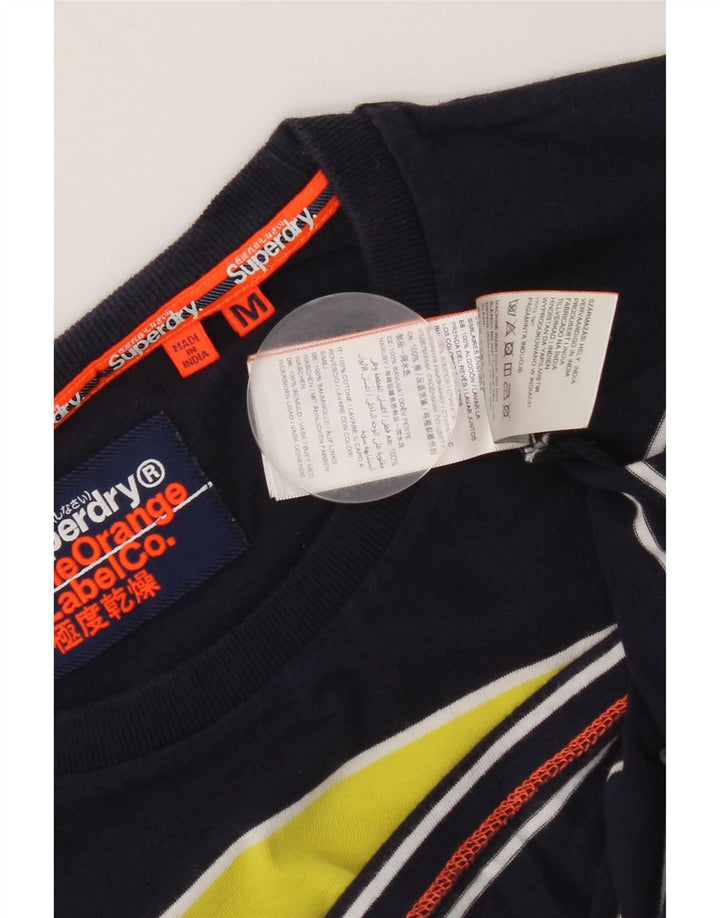 Superdry Hombre Camiseta Top Medium Azul Marino Colorblock Algodón