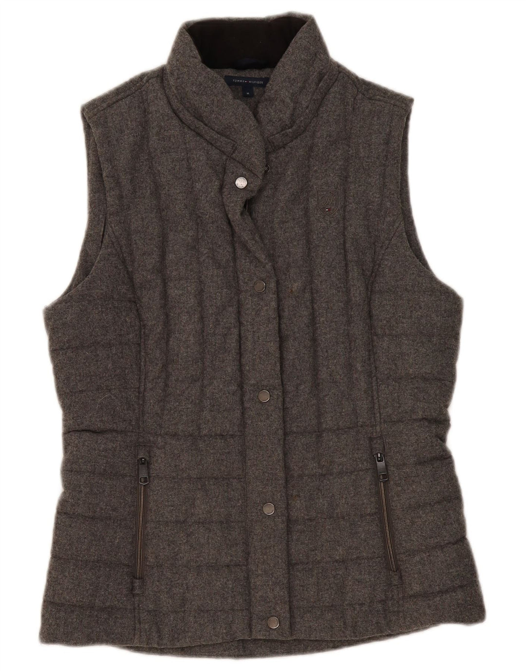 Tommy Hilfiger Chaleco acolchado para mujer UK 44 Lana gris medio