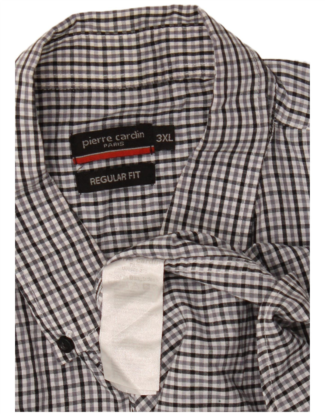 Pierre Cardin Camisa de manga corta para hombre de corte regular 3XL Poliéster a cuadros gris