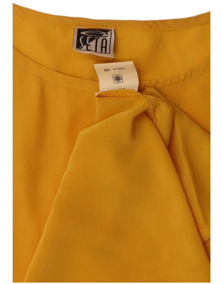 Blusa vintage sin mangas para mujer Top IT 48 XL Seda amarilla
