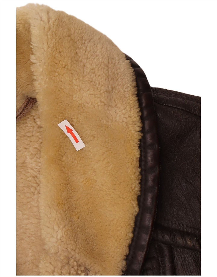 Vintage hombres shearling chaqueta Reino Unido 38 marrón medio
