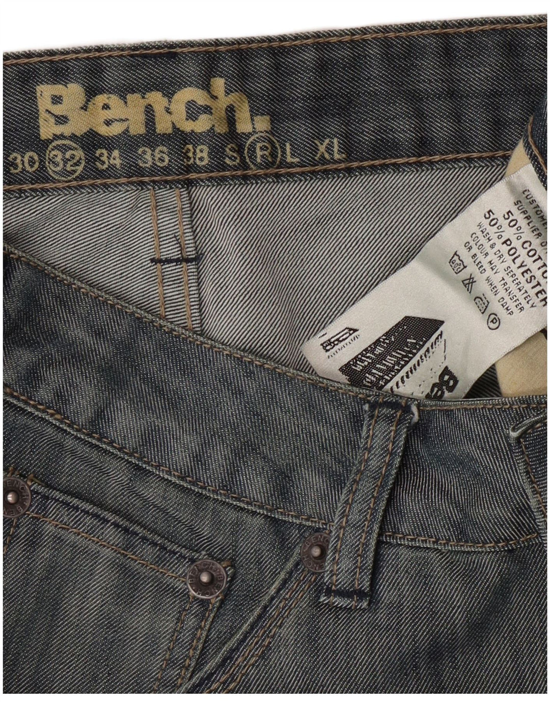BENCH Vaqueros Bootcut de corte regular para hombre W32 L31 Algodón azul