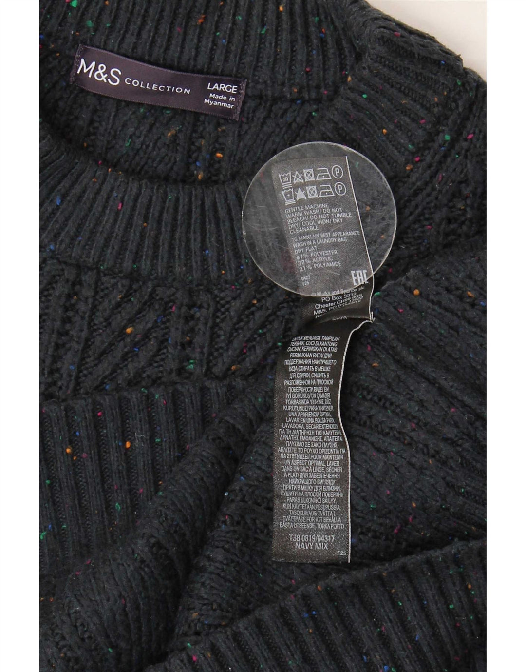 Marks & Spencer - Jersey de cuello redondo para hombre, talla grande, color azul marino