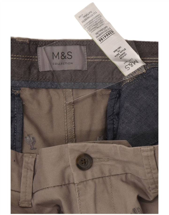 MARKS & SPENCER Pantalones cortos chinos para hombre W36 Algodón moteado gris grande