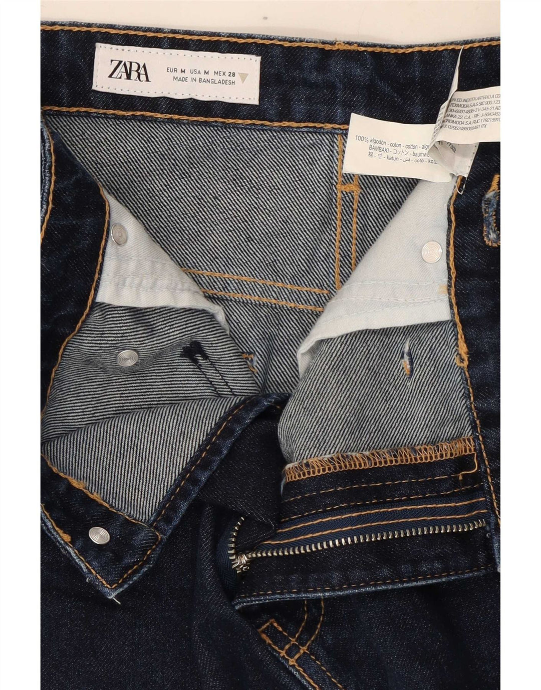 Zara Mujer Mini Falda Vaquera Mediana W28 Azul Marino Algodón