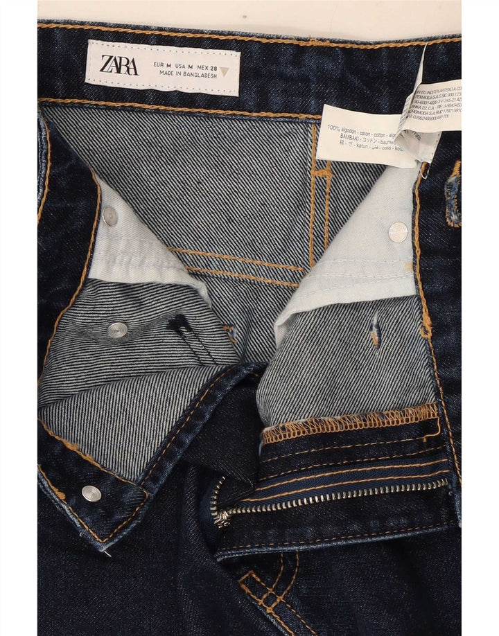 Zara Mujer Mini Falda Vaquera Mediana W28 Azul Marino Algodón