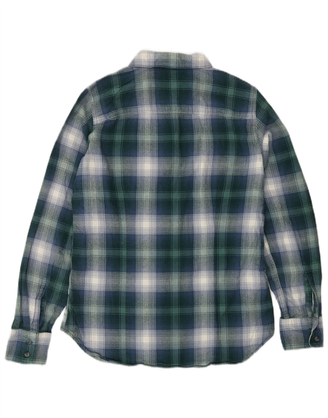EDDIE BAUER Camisa de franela para mujer UK 10 Small Green Check Cotton