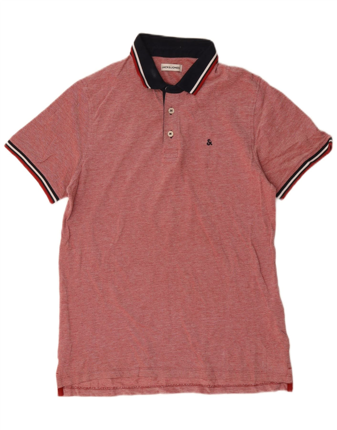 Jack & Jones Polo para hombre de algodón con bloques de color rojo grande