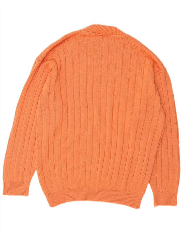 Vintage hombres tortuga cuello jumper suéter medio naranja algodón