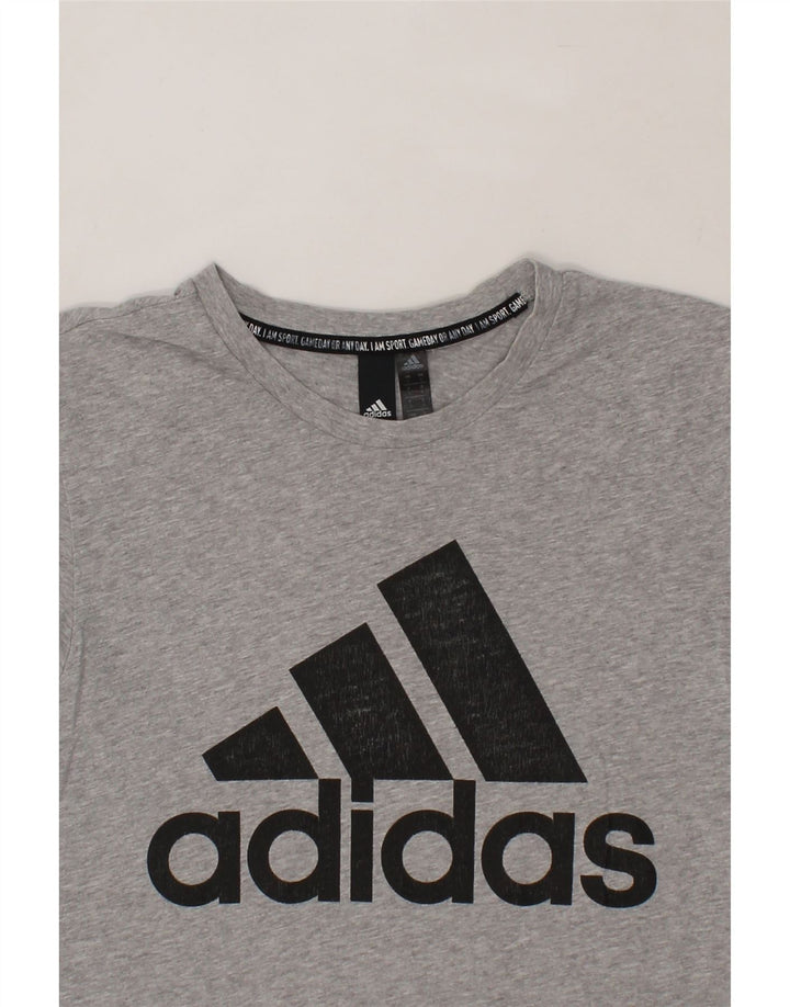 ADIDAS Mens Graphic T-Shirt Top Small Grey Cotton Vintage Adidas and Second-Hand Adidas from Messina Hembry 